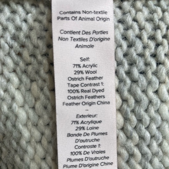Cinq à Sept Valentina Ostrich Feather Trimmed Turtleneck Wool Blend - Picture 9 of 13